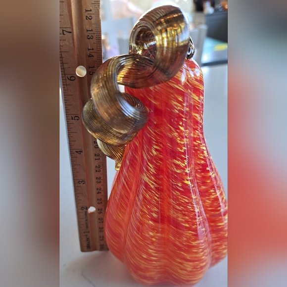 Handcrafted Glass Art Sculpture in Fiery Orange, Red, Yellow - Picture 2 of 3